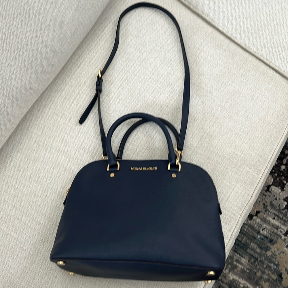 Michael Kors Navy leather Satchel